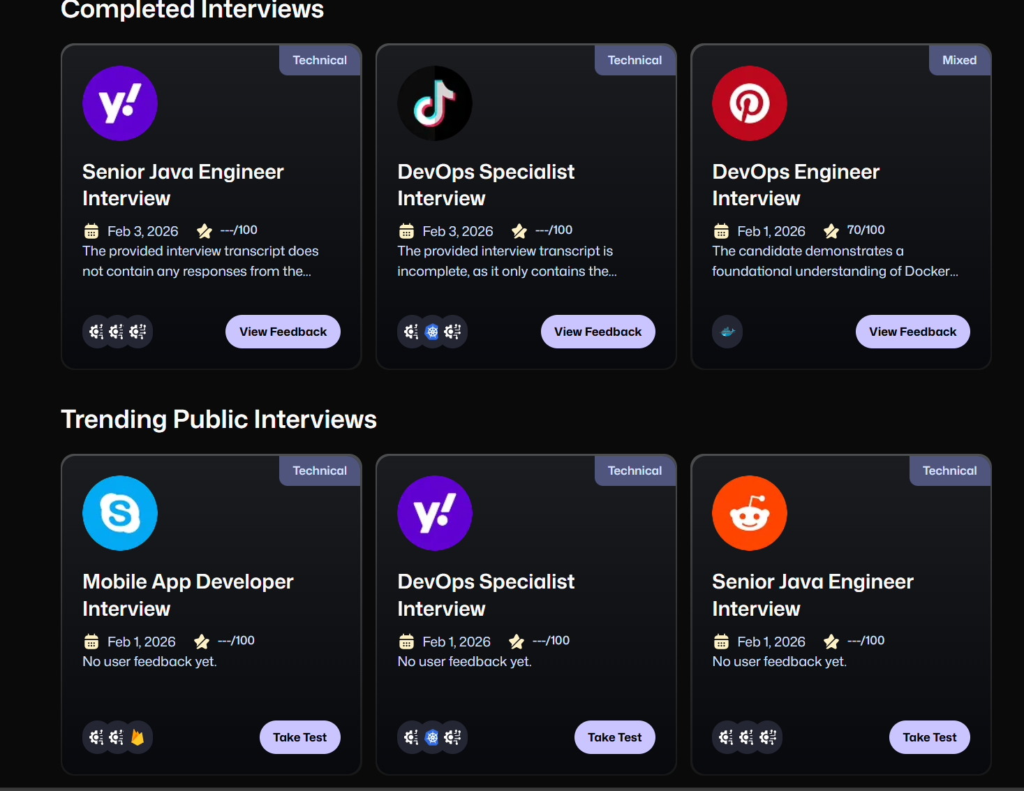 AI Mock Interview Platform screenshot 2